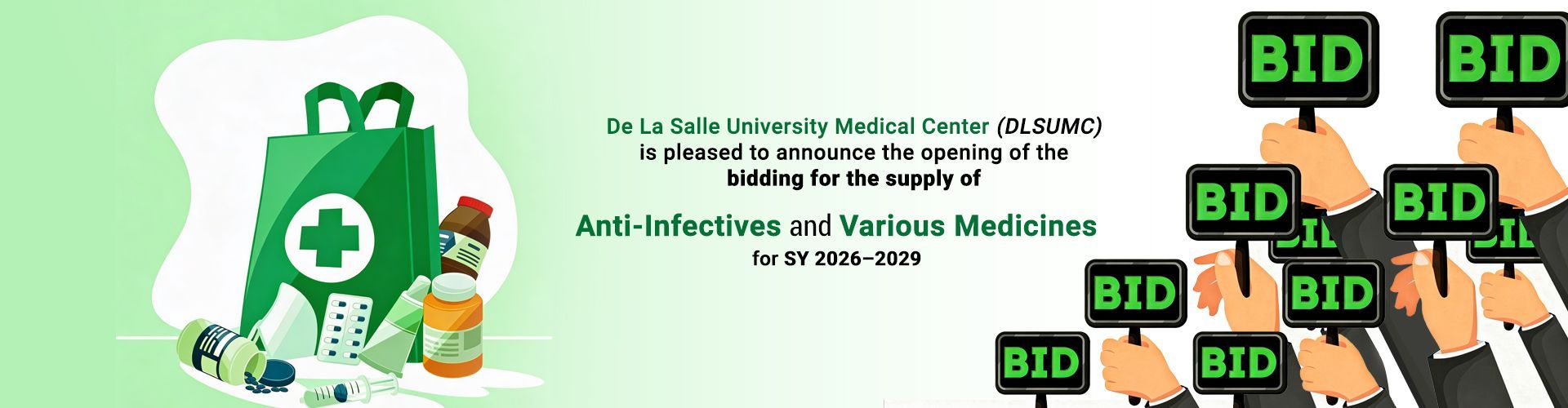 Anti-addiction medicine ad with green first-aid bag and hand holding multiple BID cards