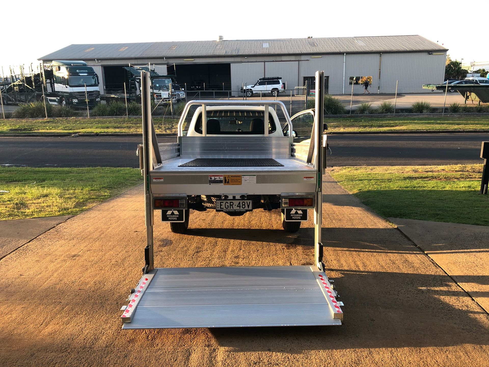 Rear View Of A White Pickup Truck With A Large, Flat Bed — Soward Steel & Aluminium Fabrication in Byron Bay, NSW
