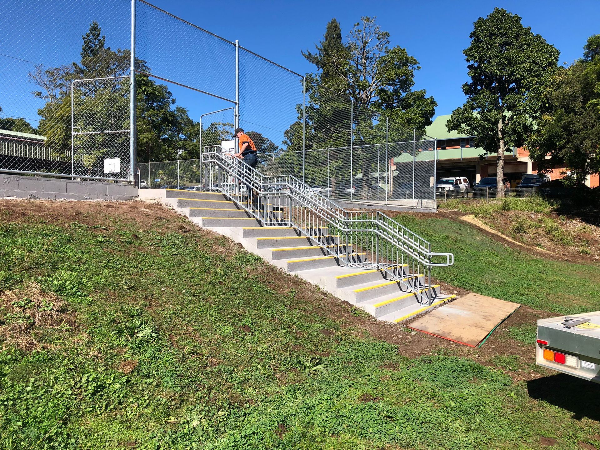 Staircase With Metallic Handrails — Soward Steel & Aluminium Fabrication in South Lismore, NSW