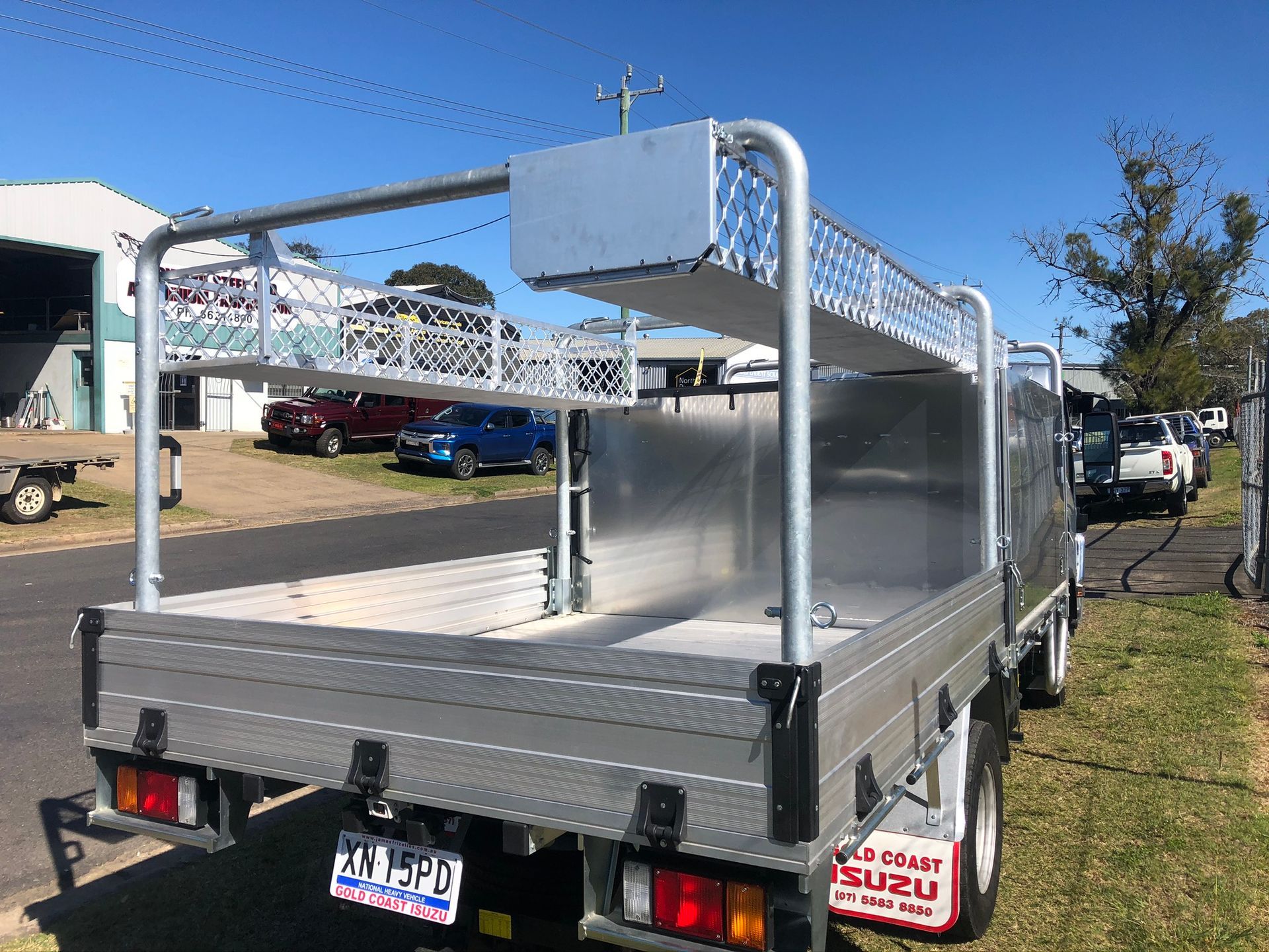 Silver Utility Truck With Overhead Storage — Soward Steel & Aluminium Fabrication in Casino, NSW