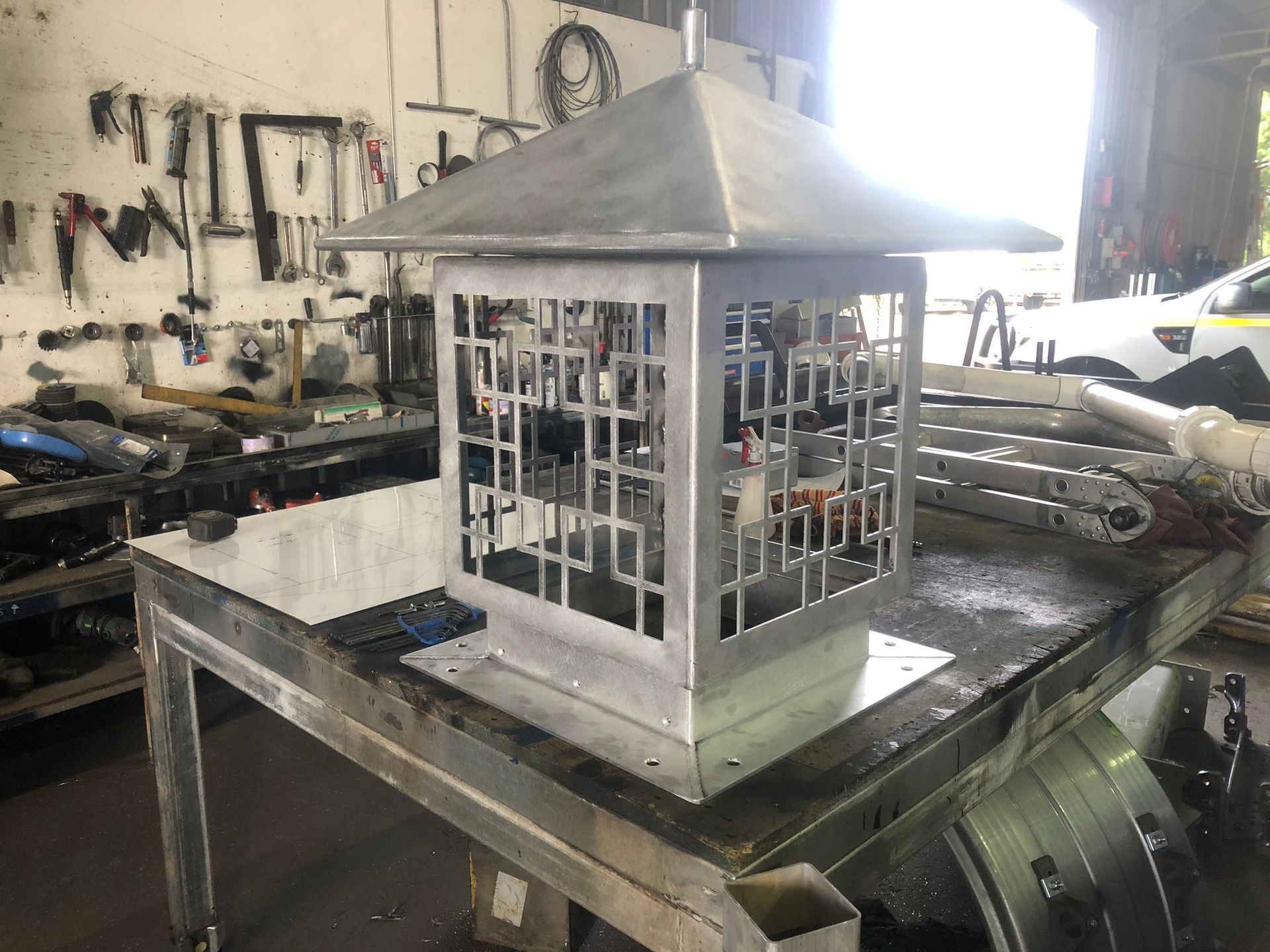 Aluminum Lantern With Square Frame And Pagoda-style Roof — Soward Steel & Aluminium Fabrication in Kyogle, NSW
