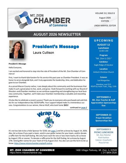A february 2015 newsletter from mt. zion chamber of commerce