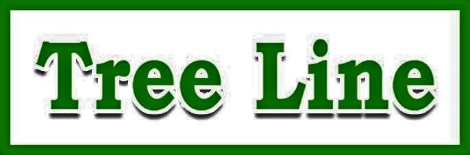A green and white sign that says tree line