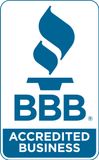 BBB Accredited Business logo: blue flame above 