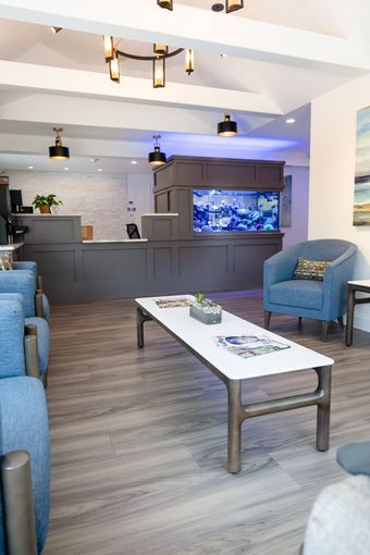 Dr. Russell Mann in the lounge of his Manchester, NH family dental office