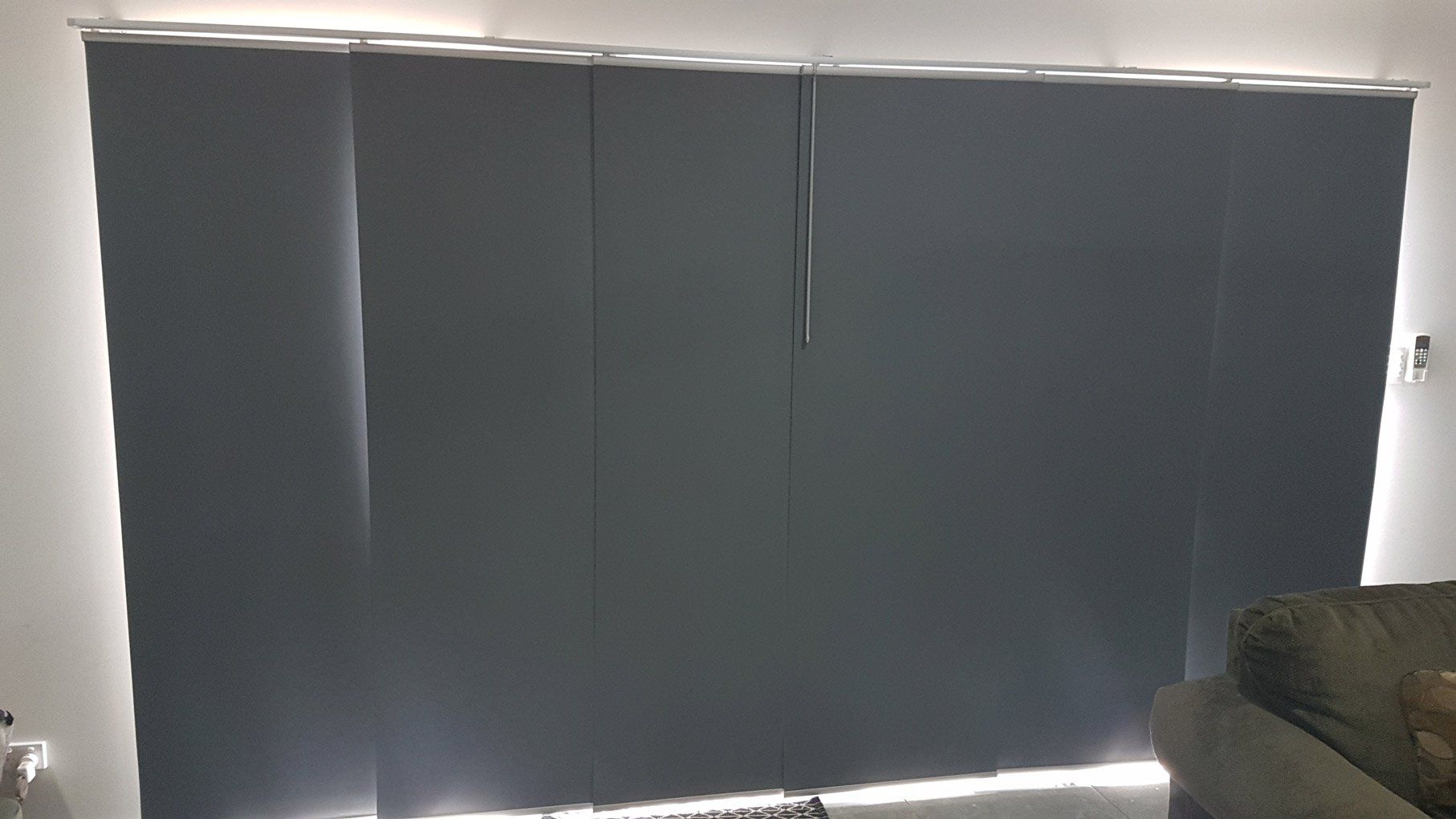Closed Gray Panel Blinds — Blinds Installation in Winnellie, NT