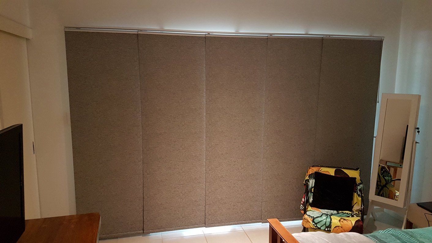 Closed Brown Panel Blinds — Blinds Installation in Winnellie, NT