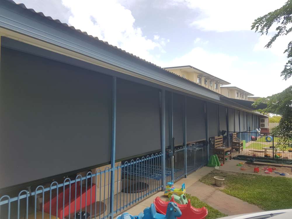 Rolled Up Blinds Black — Blinds Installation in Winnellie, NT