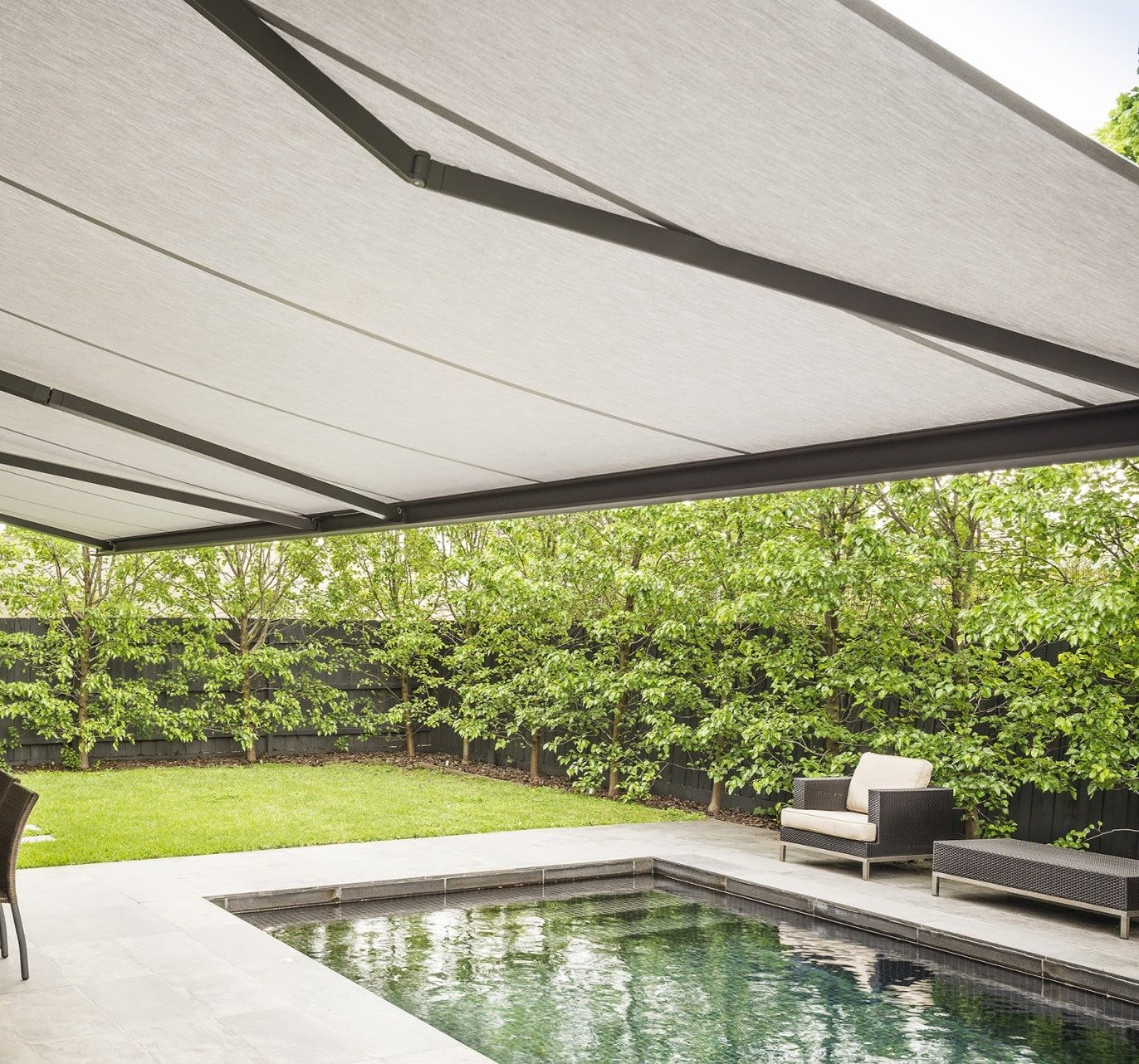 Awning over pool — Blinds Installation in Winnellie, NT
