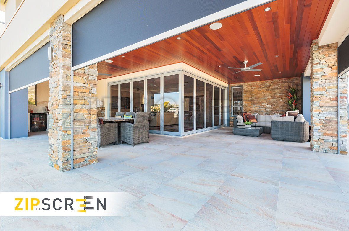 Perspective Of A Residential House With Brick Posts — Blinds Installation in Winnellie, NT