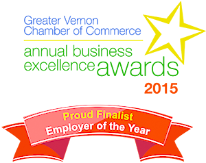 Greater vernon chamber of commerce annual business excellence awards 2015 proud finalist employer of the year