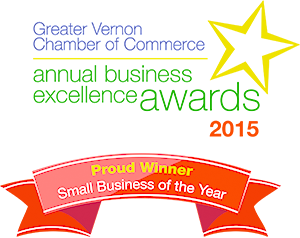 Greater vernon chamber of commerce annual business excellence awards 2015 proud winner small business of the year