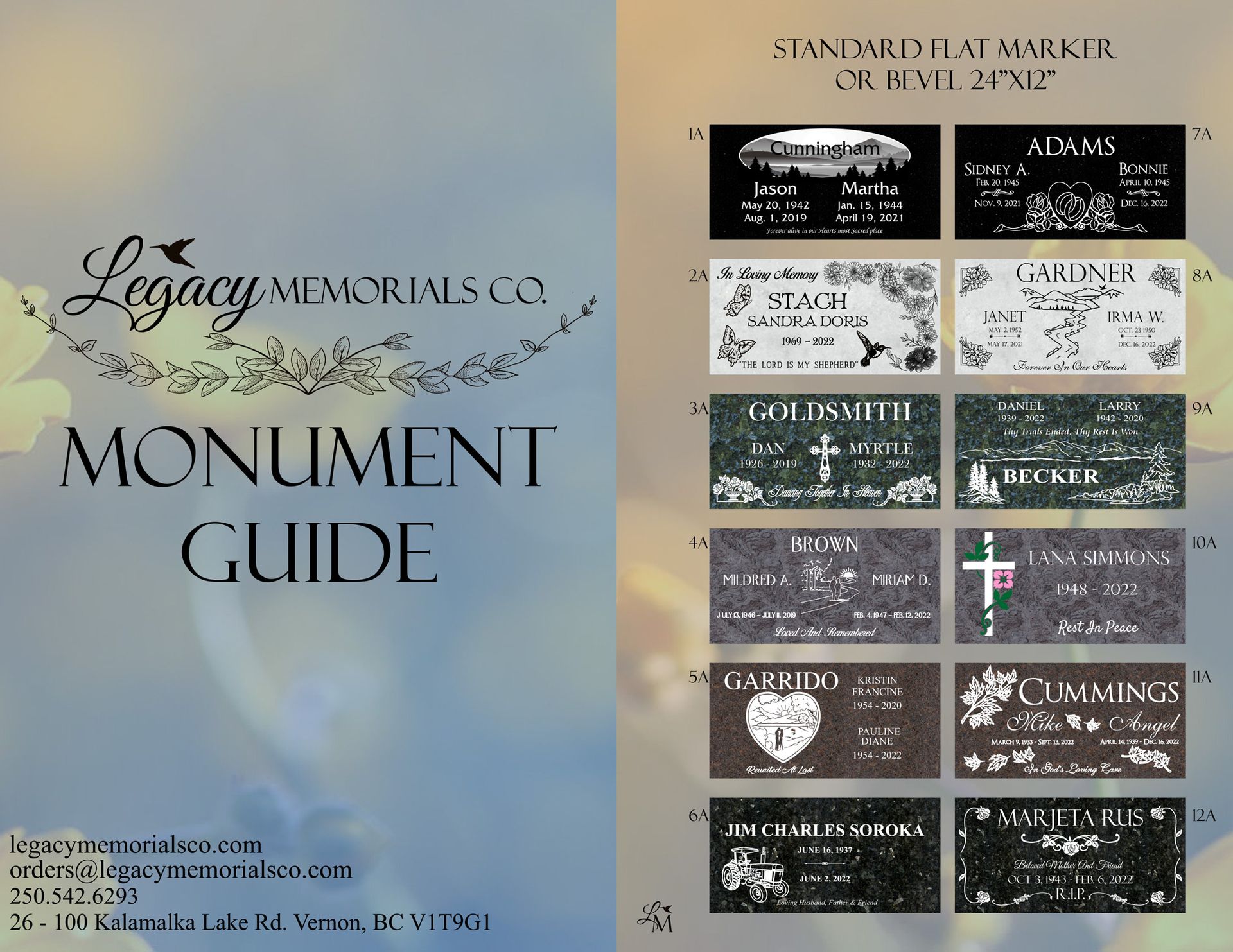 A monument guide for legacy memorials co.