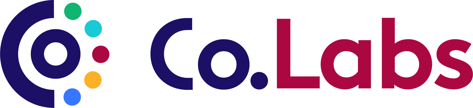 A logo for co.labs with a blue circle and red letters
