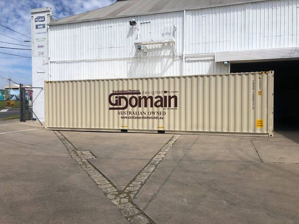 Tan shipping container with 
