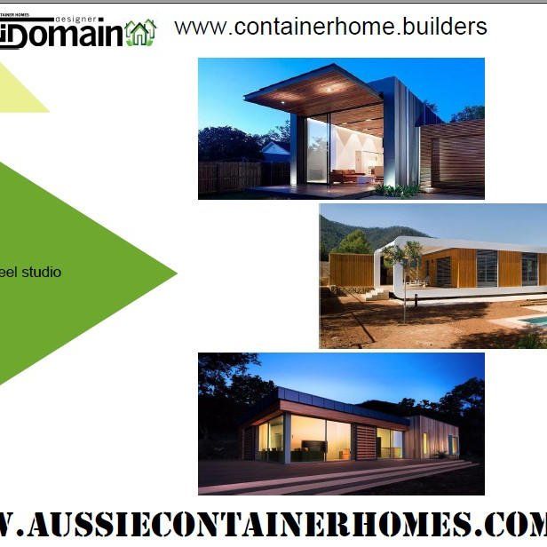 Websites advertising container homes; featuring several modern designs.