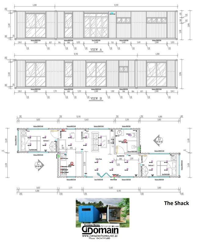 Architectural plans for a container home called 