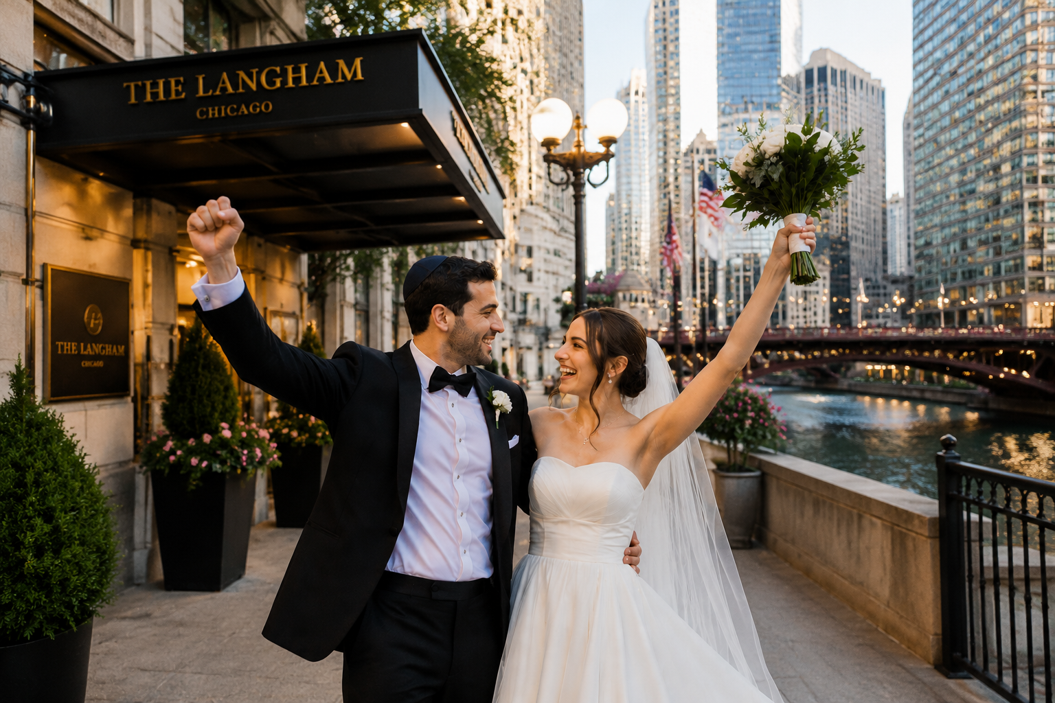 newly married couple Chicago Jewish wedding