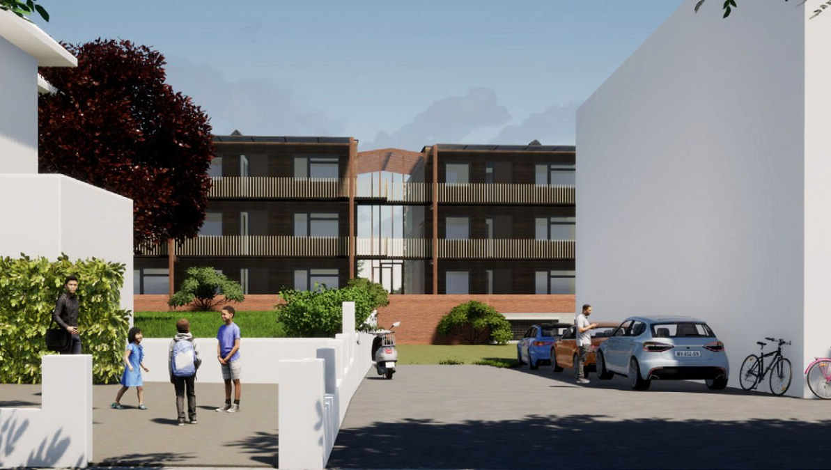 Zicht op de appartementen vanuit de Acaciastraat