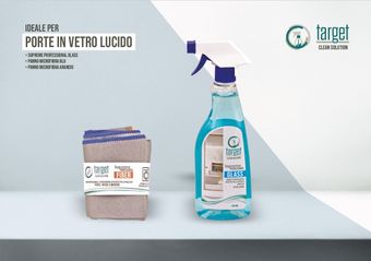Flacone spray e panni per la pulizia delle porte in vetro, con marchio 