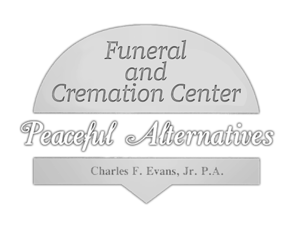 Logo for Peaceful Alternatives Funeral and Cremation Center, with Charles F. Evans, Jr. P.A.