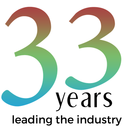 33 years, gradient text, 