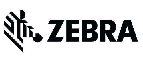 Black and white Zebra logo with a zebra head graphic and the word 