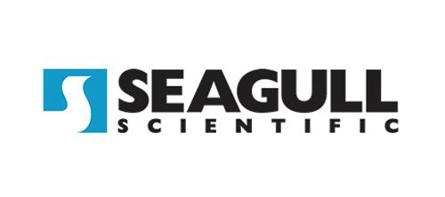 Logo for Seagull Scientific, with a blue wave inside a blue square and black text.
