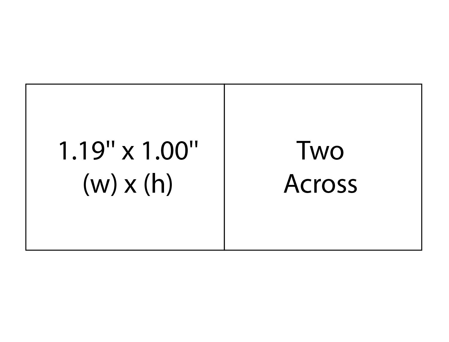 Label template: Two rectangular sections. Left: dimensions 1.19
