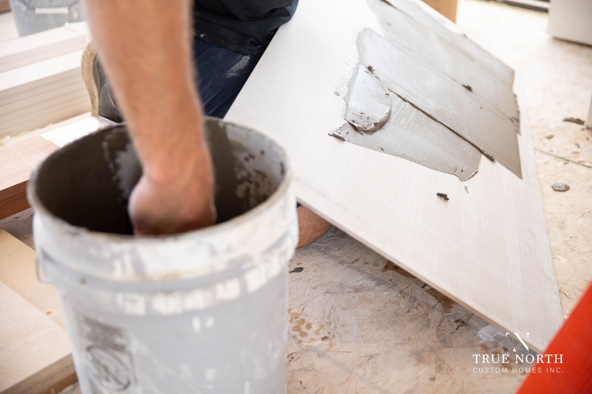 True North Custom Homes Fireplace Tile Install