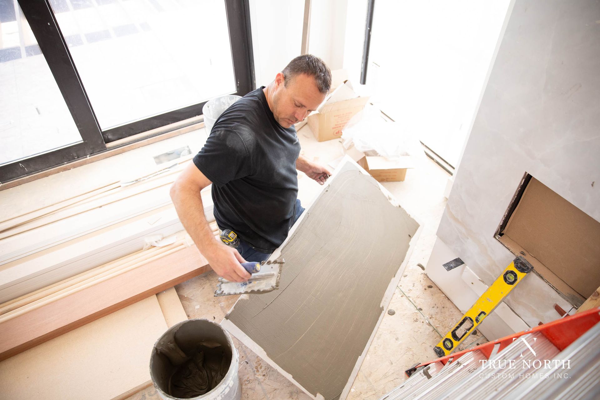 True North Custom Homes Fireplace Tile Install