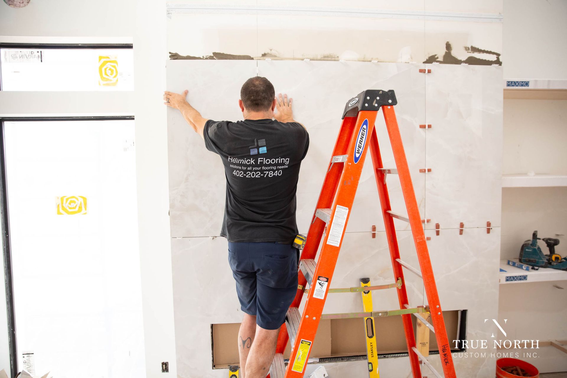 True North Custom Homes Fireplace Tile Install