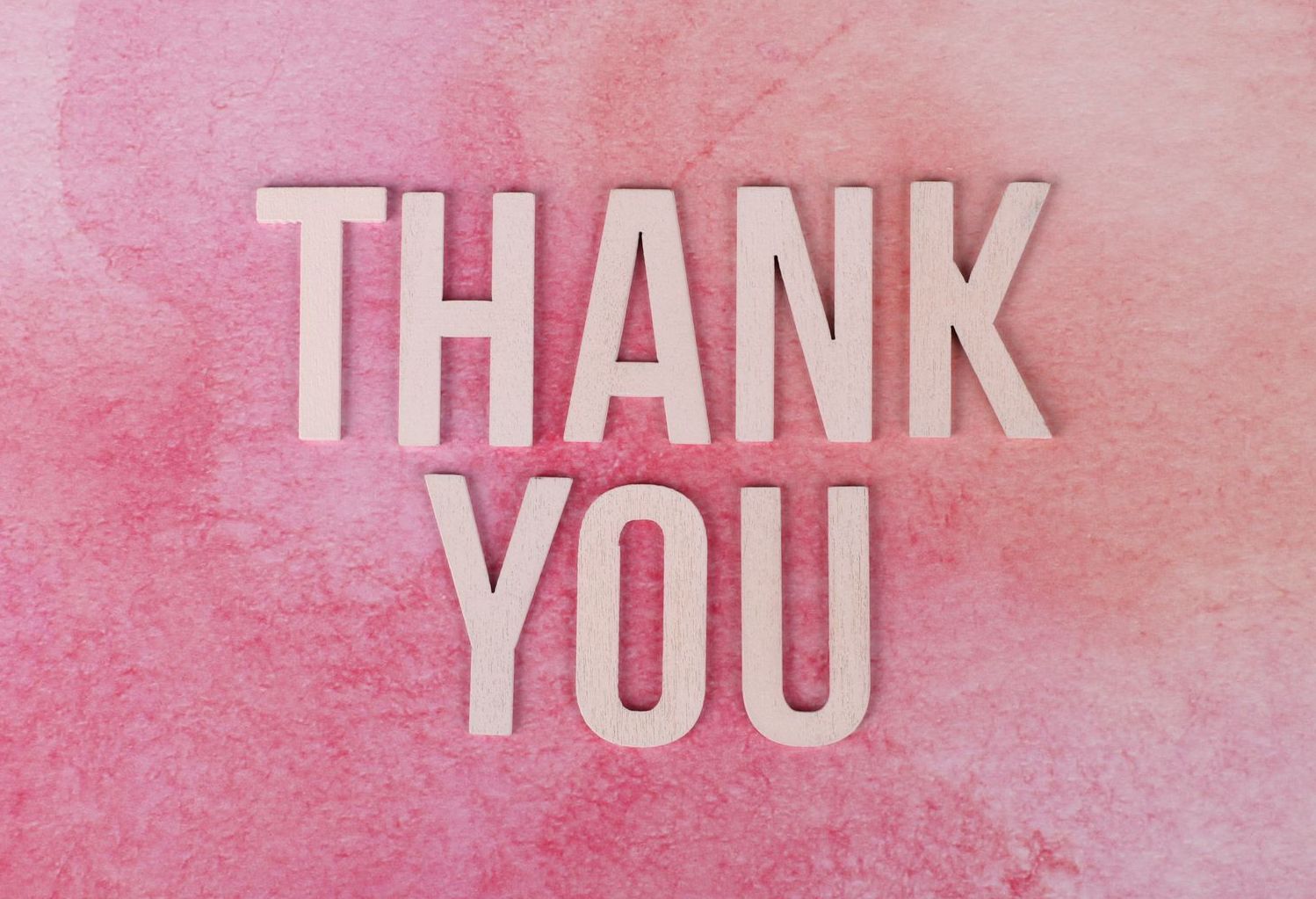 Thank You against a pink background