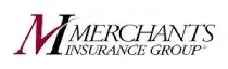Merchants Insurance logo with stylized maroon M and gray text on a white background