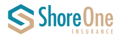 ShoreOne Insurance logo in teal and gold on a white background
