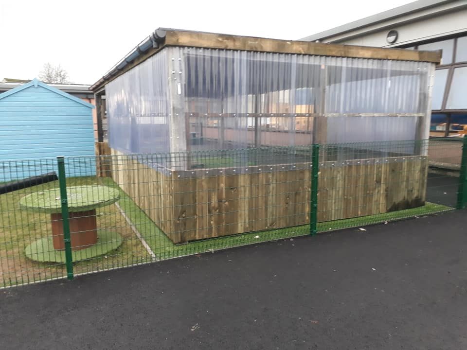 Playground shelter at Creetown Primary School by J.A. Halkett & Son