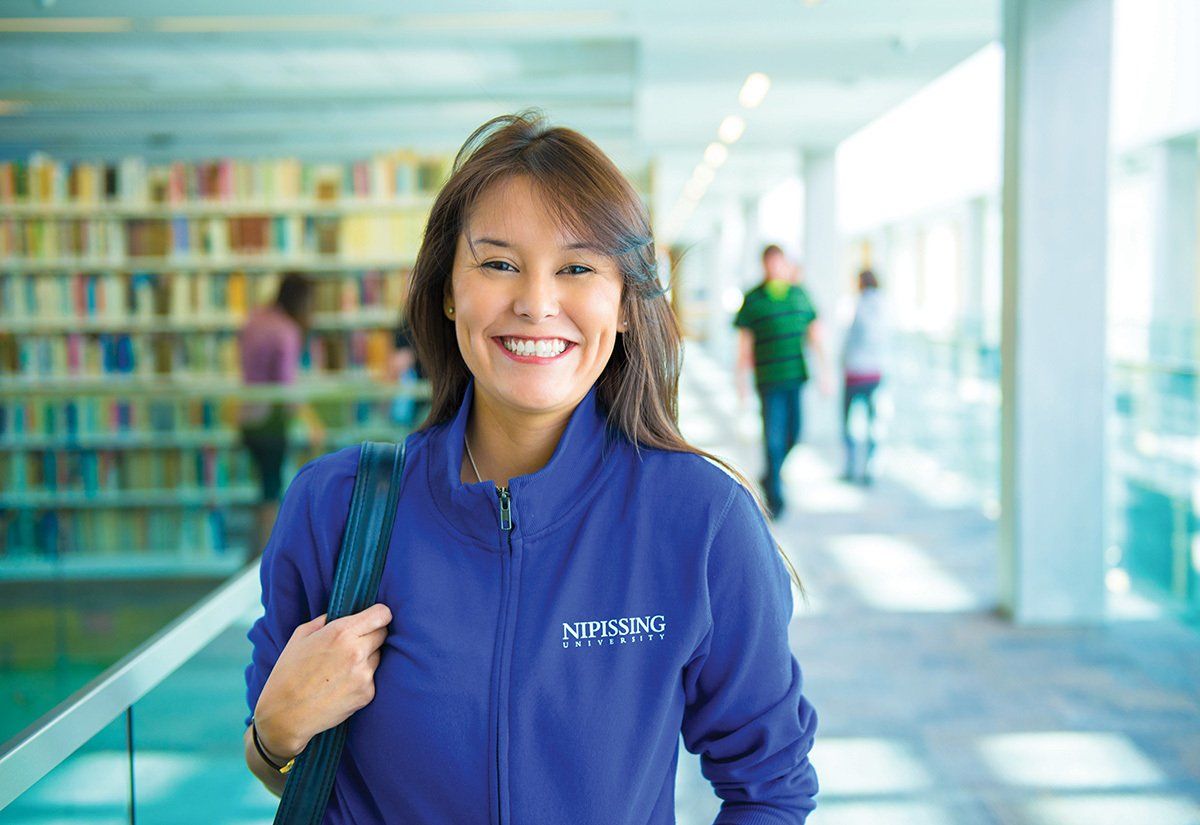 Student in library