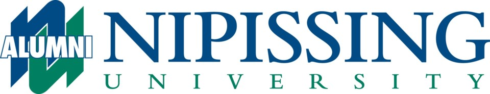 Nipissing University alumni logo in green, blue, and black text with stylized “ALUMNI” icon