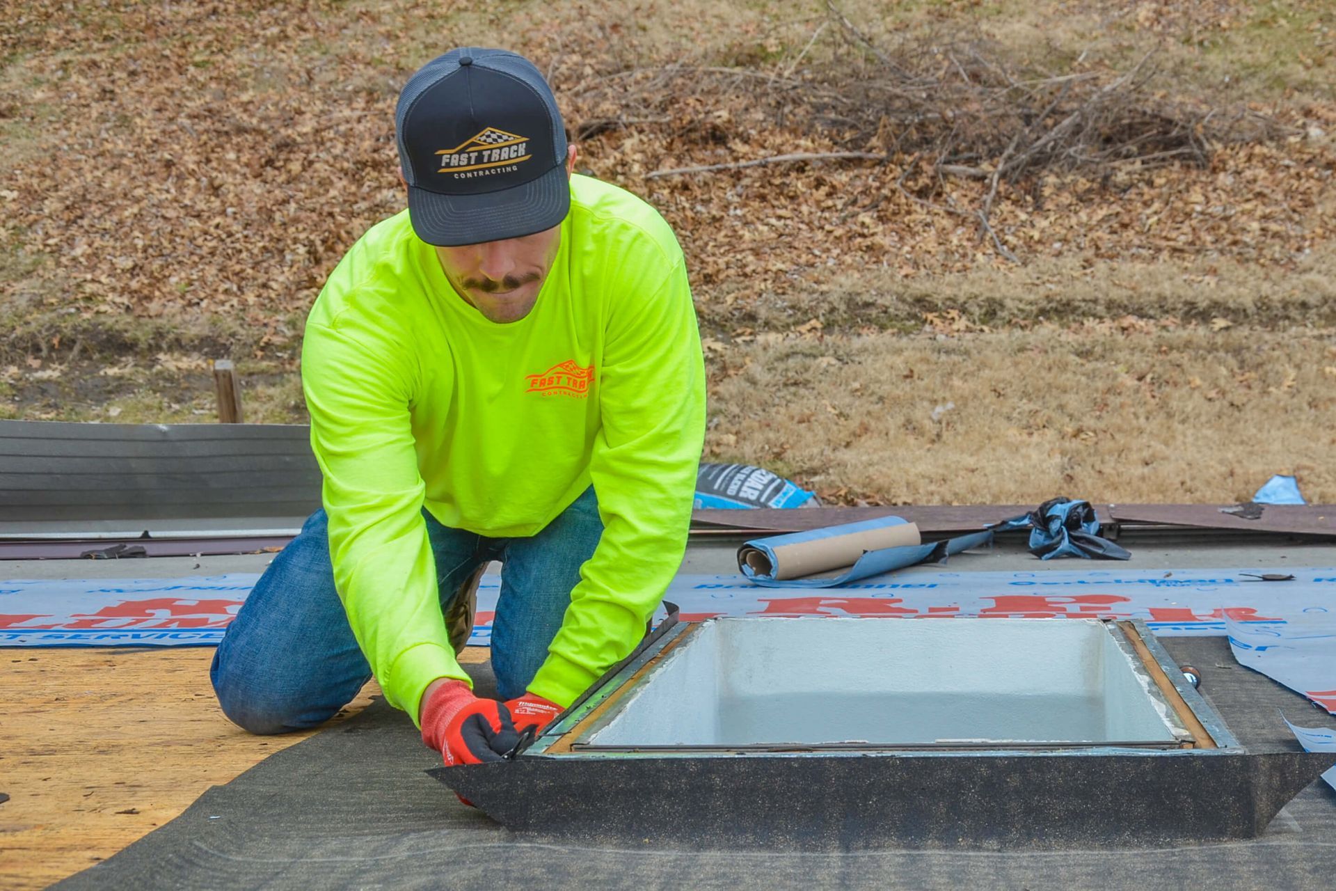 Photo of Fast Track Contracting installing a new roof on a residential home in Dupo, Illinois