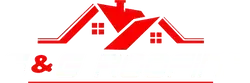 Red house logo with chimney and windows, the word