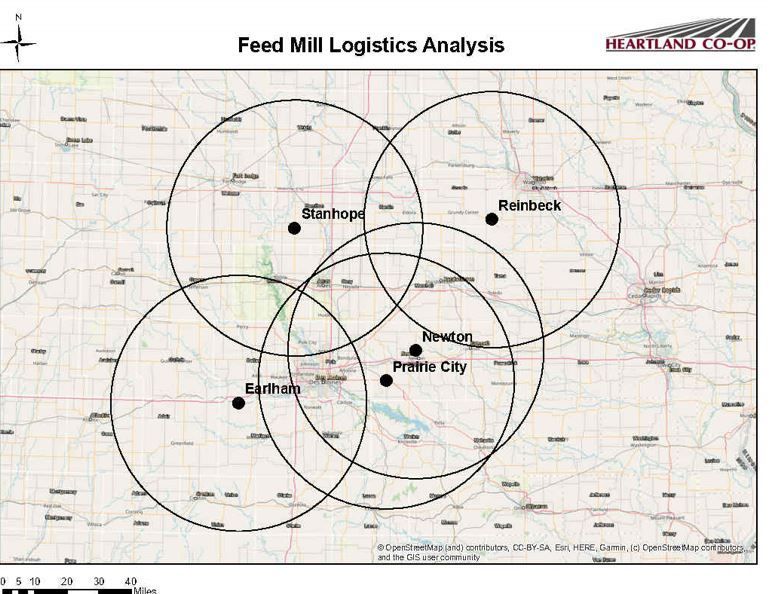 Heartland Co-op feed mill regions on map