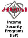 Income Security Programs (ISP) logo with gray mountains and red figures