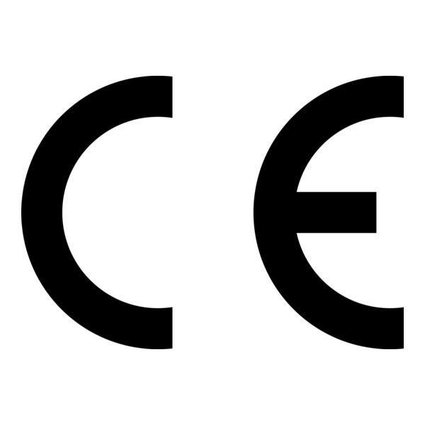 Black CE mark on a white background