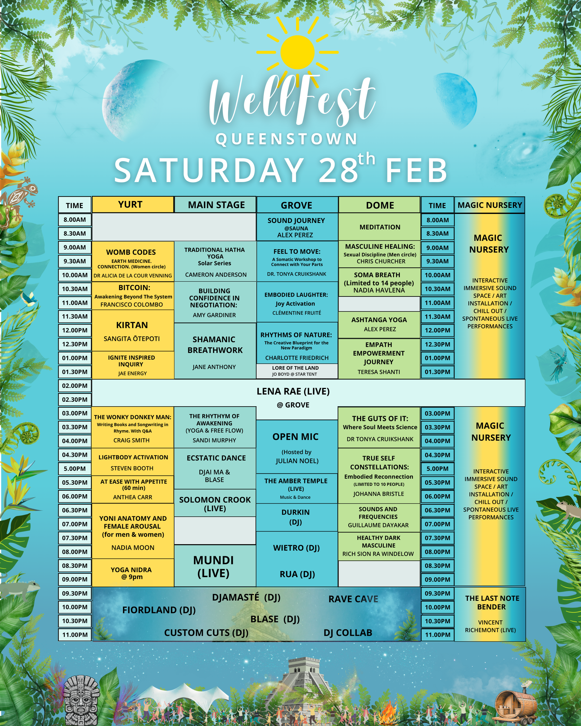Event schedule for
