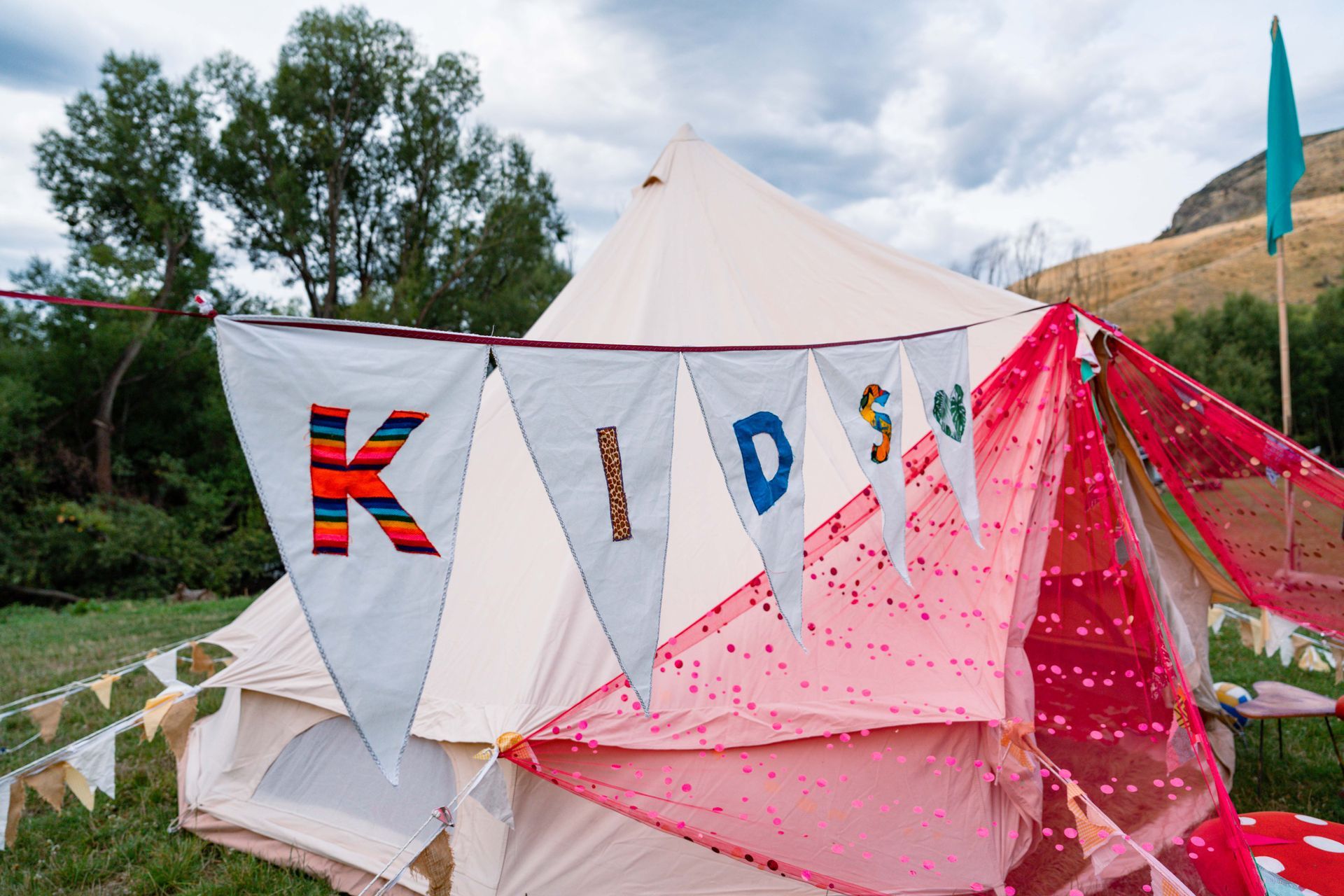 A tent decorated with a 