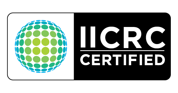 A logo for iicrc certified with a globe on it