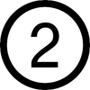 The number two is in a black circle on a white background.