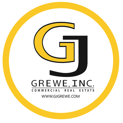 GJ Grewe Inc. logo: yellow circle, black and yellow GJ letters,