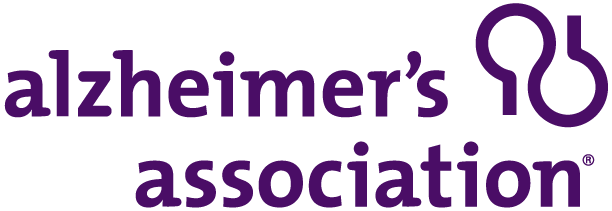 Alzheimer's Association logo in purple; text