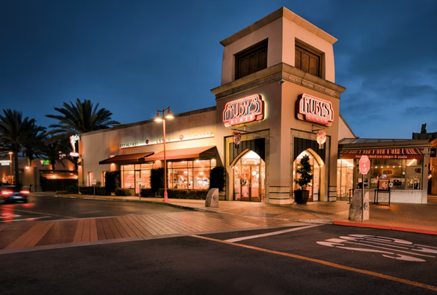Nighttime view of a restaurant,